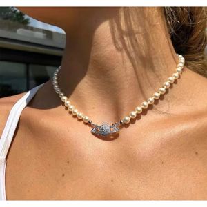 Colliers de saturne Collier de tennis en diamant perlé Perle Femme Chaînes Silver Style Trendy Style Desigenr avec boîte
