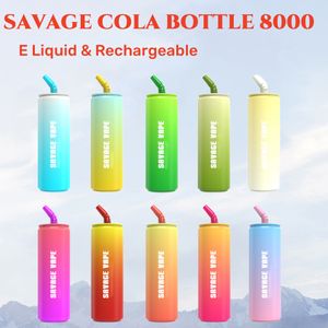 SAVAGE Cola Bottle Puff 8000 Cigarette électronique Savage vape desechable 650mAh Batterie rechargeable 5% 20ml Stylo vapes aromatisé prérempli en gros vs 9000 randm