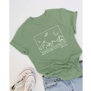 Save Planet camiseta montaña gráfico camisetas mujeres verano manga corta arte Tops moda eslogan Tumblr camiseta algodón Drop Shipping