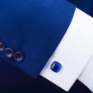 SAVOYSHI mode bleu opale pierre boutons de manchette pour hommes chemise haute qualité marque bijoux carré boutons de manchette homme mariage mariés cadeau