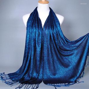Foulards (12 pièces/lot) 170 60 mode uni scintillant paillettes Mulsim Wrap Viscose longs châles musulman Hijab GBS137
