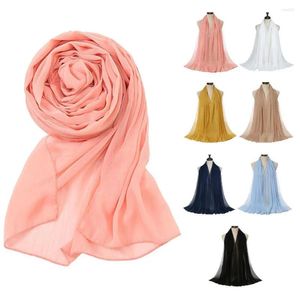 Foulards 180x70cm de grande taille en mousseline de soie plissée foulard en soie femmes été plage crème solaire châle enveloppes mince élégance couleur solide foulard bandan