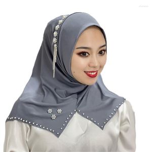 Bufandas 1Pc Mujeres Moda Pañuelo portátil para la cabeza Flor Borlas Color sólido Gorra nacional Oriente Medio Africano Mujer