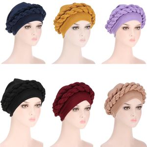 Foulards 2021 dernières casquettes de Turban musulman pour les femmes déjà faites africaine Auto Gele Headtie tresses femme tête enveloppes Bonnet nigérian