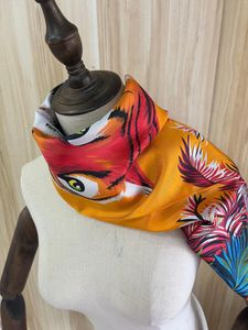 Bufandas 2023 llegada invierno primavera clásico tigre naranja bufanda de seda Real sarga hecho a mano rollo 90 Cm chal abrigo para mujer señora