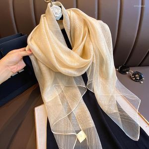 Foulards 2023 automne brillant pour femmes soie acrylique mélange fête châle et enveloppement luxe métallique Pashmina Foulard Femme plaine Hijab