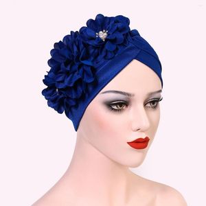 Foulards 2023 Mode Femmes Turban Caps Big Fleurs Foulard Bonnet De Mariage Chapeau Head Wraps Prêt À Porter Hijab Écharpe Turbante