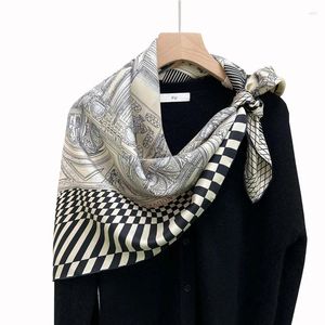 Bufandas 2023 Chales de seda de morera para damas Opera Housen Impreso Doble Lado Diferente Color Foulard Femme Cuello Corbata 90 cm