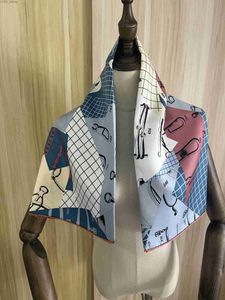 Foulards 2023 nouveauté marque bleu 100% foulard en soie 90*90 cm carré shl sergé enveloppement pour femmes dame hijab livraison gratuite YQ231114
