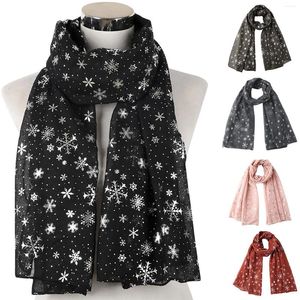 Bufandas 2024 Navidad Bufanda de mujer Invierno Mujeres Moda Nieve Impreso Wrap Seda Mantón Viaje