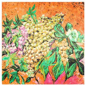 Foulards 60cm printemps peinture à l'huile fleurs feuilles Mme Simulation foulard en soie petit carré
