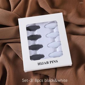 Bufandas 8pcs pasadores de perlas multicolor multicolor clips arriba bufanda de hijab chal árabe accesorios islámicos joyas para mujeres