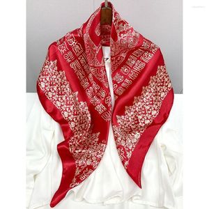 Foulards 90 90cm Square Soie Femmes Foulard Head Bureau Dames Châle Wrap Silencieux Pareo Bandanna Femelle Mousseline de Soie Hijab Poncho Plage