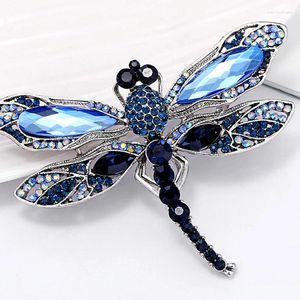 Bufandas Azul Cristal Vintage Libélula Broches Para Mujeres Alto Grado Moda Insecto Broche Pins Abrigo Accesorios Joyería Animal Regalos