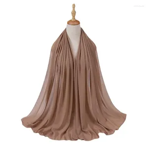 Foulards Chenkio mousseline de soie hijab écharpe 72 175 cm couleur unie mode musulmane châle foulards pour femmes islam headwraps dames voile