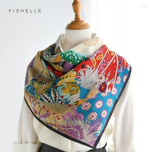 Foulards Coloré Écharpe En Soie Naturelle Femmes Tête Écharpes De Luxe Réel Satin 90x90 Carré Gris Hijab Dames Printemps Été