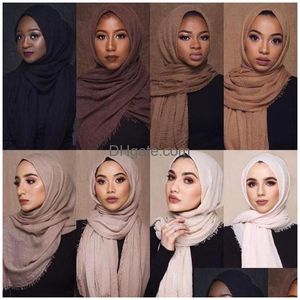 Foulards Coton et Lin Femmes Hijabs Dames Solide Long Châle Foulard Femme Hijab Plaine Musulman Mode Foulard Drop Livraison A Dhgsl