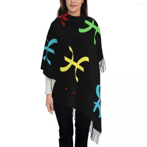 Bufandas Estampado personalizado Colorido Amazigh Bereber Tifinagh Bufanda Hombres Mujeres Invierno Cálido Kabyle Imazighen Chal Wrap