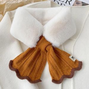 Bufandas Dolphin Winter Fashion Korean Furry Bib Mujeres Lace Knitting Cross Fake Collar