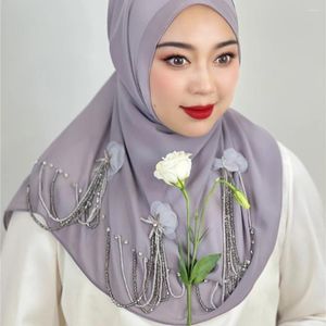 Bufandas Dubai Party Borlas Cuentas Bufanda Musulmán Hijab Turbante Envolturas para la cabeza Malasia Mantones largos Headwear 168 69cm