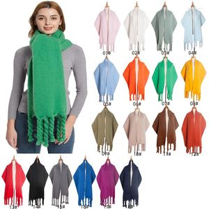 Écharpes Est Chaud Hiver Cachemire Écharpe Plaine Gland Pashmina Châle Pour Femme En Gros Longues Dames Casual Wraps 184 44 cm