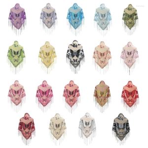 Foulards châles et enveloppements formels pour robes de soirée châle brodé papillon écharpe en dentelle pure avec frange