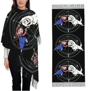 Sjaals Fullmetal Alchemist Cyaan Glow Sjaals Wraps Vrouwen Winter Warme Lange Zachte Sjaal Japanse Anime Halsdoek Kwastje