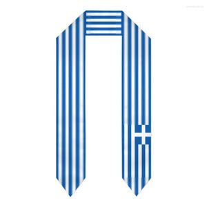 Foulards Graduation Sash Grèce Drapeau Cool Foulard Grec Châle Étole Saphir Bleu Avec Étoile Stripe Bachelor Robe Accessoire Ruban 180 14 cm