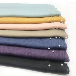 Écharpes de haute qualité Tr coton couleur unie foulard à franges à deux extrémités vente produit grande taille perle femmes sac foulard en gros