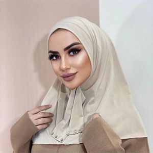 Cachecóis Instand Jersey Hijab Undercap Hijabs Foe Woman Boné Muçulmano Cobertura Completa Snap Fastener Envoltórios de Cabeça Cachecol Islã Turbante