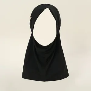 Bufandas Mujeres islámicas Scarf Muslim Color sólido Turbante Arab 50 40 cm Desgaste directamente Hijab instantáneo Cosy Khimar