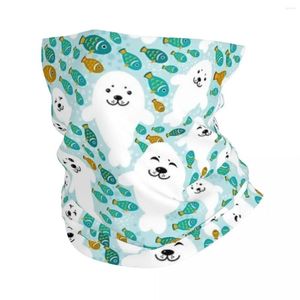 Foulards Kawaii mignon phoque et poisson dans l'eau Bandana cou guêtre imprimé masque écharpe cagoule randonnée pêche pour hommes femmes adultes