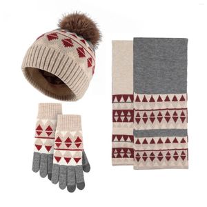 Bufandas Gorro de punto y bufanda Conjunto de dos piezas Unisex Espesado Invierno Copo de nieve Guantes cálidos Tejer Gorro peludo Hijab