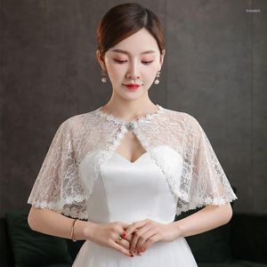 Bufandas coreanas finas flores cortas ahuecadas chal de encaje verano protector solar ropa nupcial dama de honor boda fiesta de graduación vestido de noche bufanda