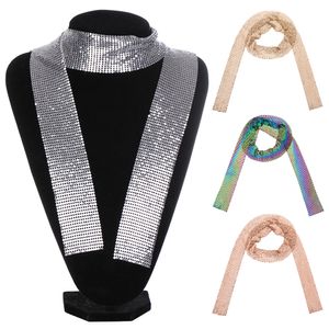 Foulards dames Punk en alliage d'aluminium paillettes pendentif long tour de cou femmes mince cou collier cravate chaîne colliers bijoux de mode 230825