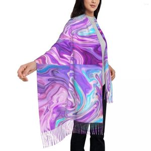 Craquins Swirl Swirl Swirl Femmes Blue Purple Résumé Tête d'art avec Tassel Winter Châle enveloppe extérieure Design Bufanda Mujer