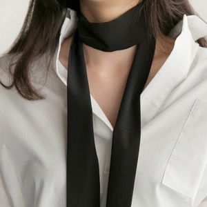 Foulards de luxe femmes étroite longue écharpe 200x5cm couleur unie en mousseline de soie en caoutchouc de soie rouge cravate sac noir ruban bandeaux tour de cou streamer 230909