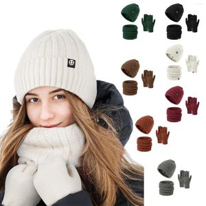 Écharpes hommes femmes hiver chapeau écharpe gants ensembles épaissi plus chaud cou bonnets chapeaux gant pour extérieur bonnet casquettes tubes anneaux