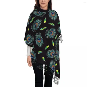 Lenços pavão padrão de penas xales envoltórios para mulheres inverno grande lenço macio animal natureza pashminas xale