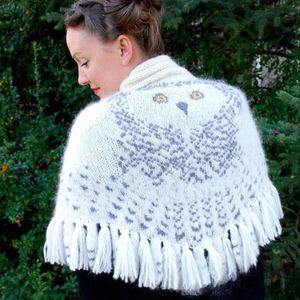Foulards Foulard de hibou rétro avec ailes de plumes d'oiseaux larges, sensation de tricot chaud imitant les ailes de cachemire hiver B6K5 230914