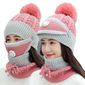 Foulards S foulard gants ensemble casquette/crâne Bt ventes doux femmes tricoté hiver chapeau écharpe masque filles cache-oreilles chauds