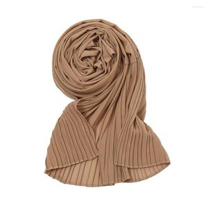 Foulards vente plaine bulle en mousseline de soie Hijab écharpe Patchwork rides femmes châle musulman Turban tête enveloppement bandeau couleur unie