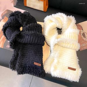 Écharpes couleur unie écharpe en peluche douce pour la peau crochet tricot hiver chaud épaissir col de fourrure de laine douce femmes cou plus chaud