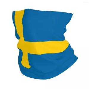 Craquins Swedish Flag Bandana Neck Gaiter imprimé Country Balaclavas Enveloppement écharpe Multifonctionnel Sports de bande