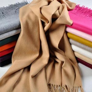 Foulards Épais Chaud Pure Laine Écharpes Pour Dames Hiver Femmes Pashmina Étoles Écharpe Solide Couverture Maxi Long Châle Wrap 200