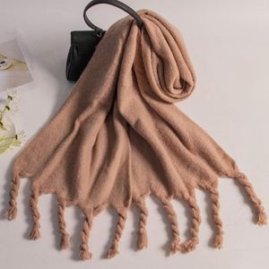 Bufandas Moda Mujeres Bufanda Térmica Otoño Invierno Espesar Flecos Mantón Trenzado Borlas Elegante Envoltura Para Uso Diario