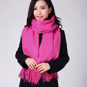Bufandas unisex rosa rojo lana gruesa color sólido mujeres hombres invierno chal bufanda abrigo 010602