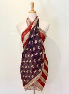 Bufandas Bandera americana vintage Bufanda de algodón plisada 4 de julio EE. UU. Patriótico