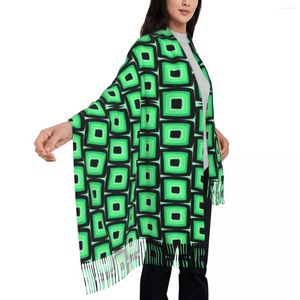 Bufandas Bufanda suave cálida Invierno Retro Mod Print Shawl Wrap Cuadrados verdes Foulard personalizado Mujeres Y2k Divertido Grande