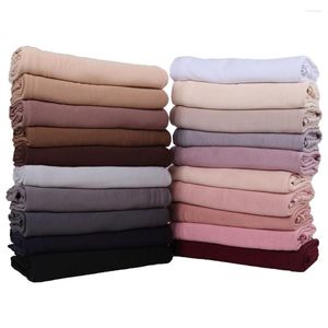 Bufandas al por mayor 170X60cm Jersey de algodón liso Hijab bufanda chal Color sólido con buena puntada elástico suave S para mujeres